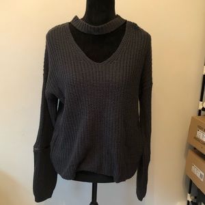 Deep green cut out sweater